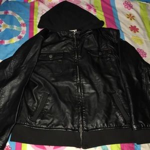 Chor Synthetic Leather Hoodie Jacket Size XL